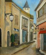 多田晴義「イタリアの街」油彩画