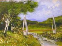 ロビック「谷の小川」油彩画
