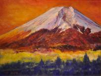 石川茂男「赤富士」油彩画