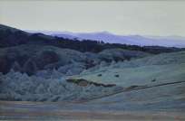 石坂仁良「高原の風」油彩画