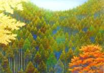 神崎 淳「秋の杉山」ジクレー版画