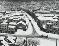 風間 完「雪の街」銅版画
