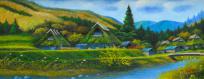 河野 隆「美山の里」油彩画