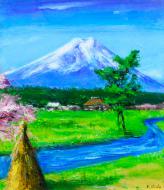 工藤和男「春の富士」油彩画　F10号