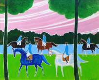 セルジュ・ラシス「朝の乗馬」油彩画