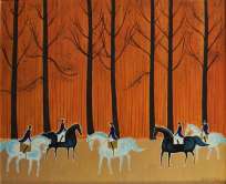 セルジュ・ラシス「森のくつろぎ」油彩画