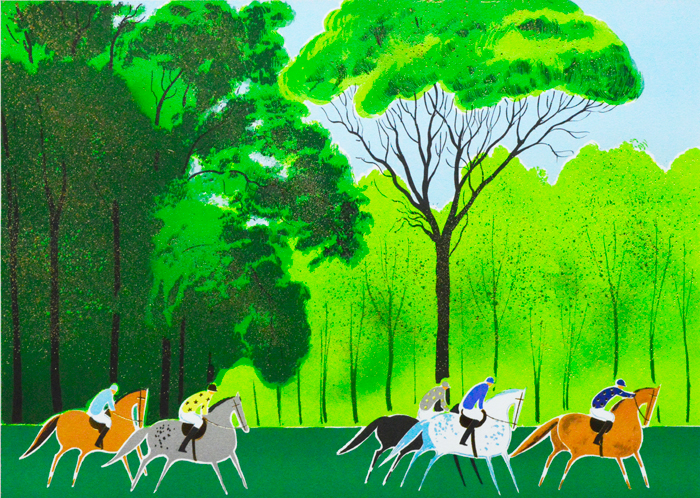 セルジュ・ラシス「五色の馬」リトグラフ | 日本画、油絵、版画などの 