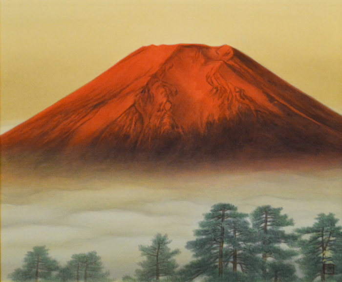 西村光人「赤富士」日本画 | 日本画、油絵、版画などの絵画販売【ギャラリー風のたより】