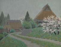 扇 敏之「春の道」日本画