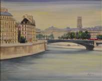 ラフルスキー「ノートルダム橋」油彩画　F6号