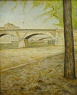 服部 和三郎「Pont l'Archev」油彩画